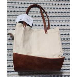 NWT CapaBunga Market Tote Canvas & Leather Farmers Market Wine Picnic Bag MT01
